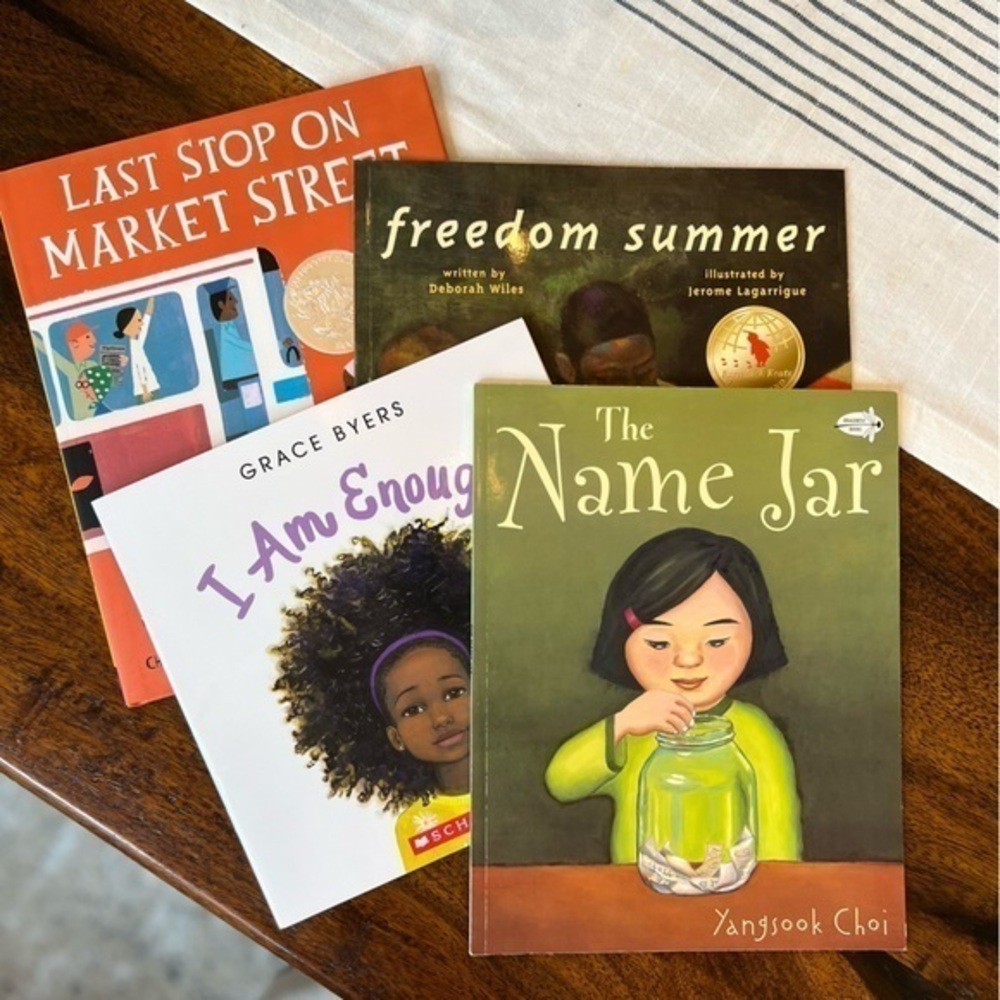 4 Kids Book Bundle: Freedom Summer, I Am Enough, Name Jar, Last Stop On Market S